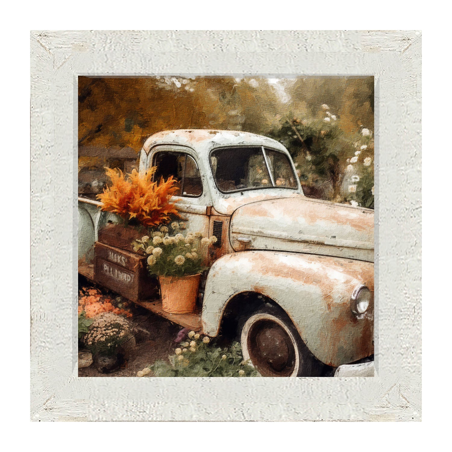 Blue Truck in Autumn - Framed Art