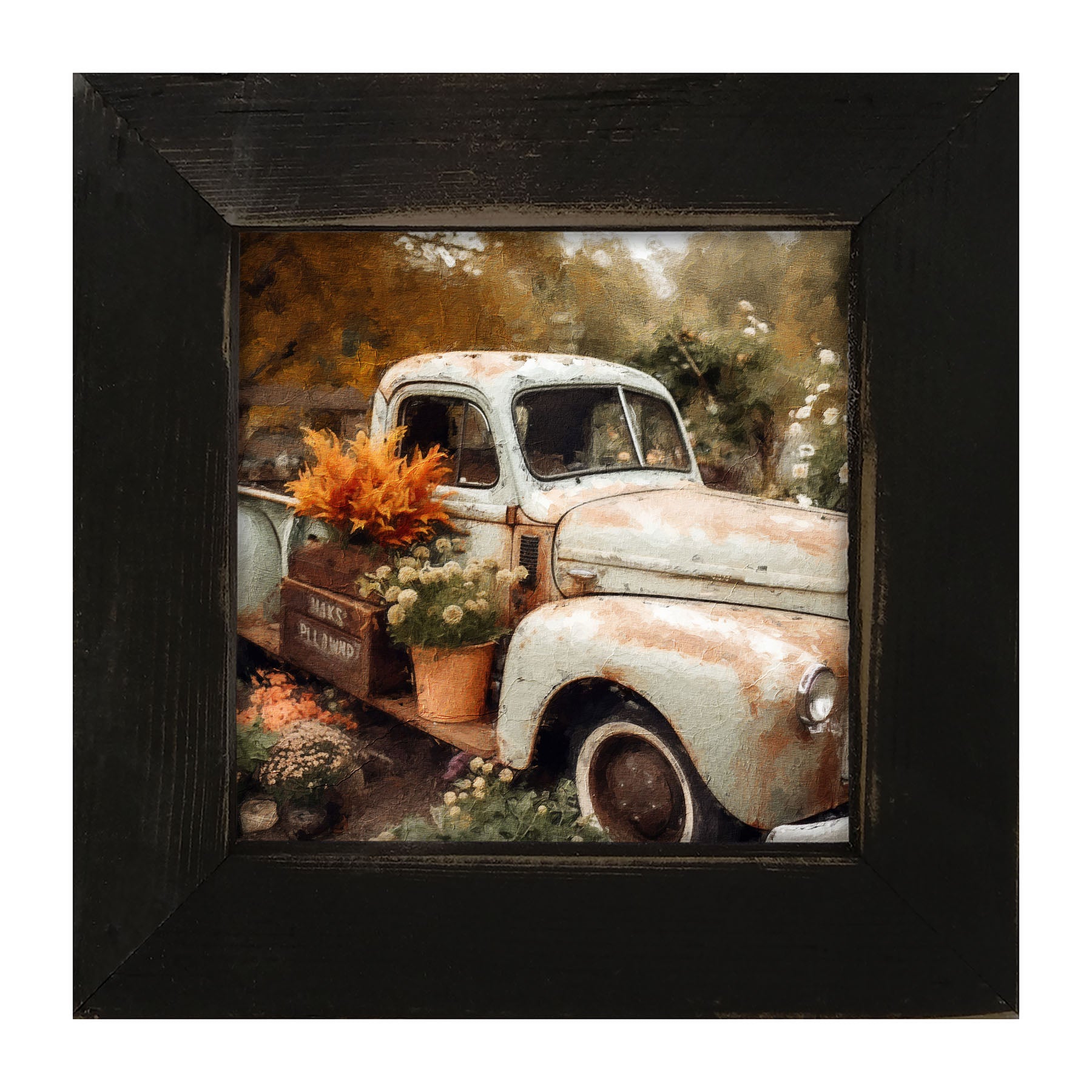 Blue Truck in Autumn - Framed Art