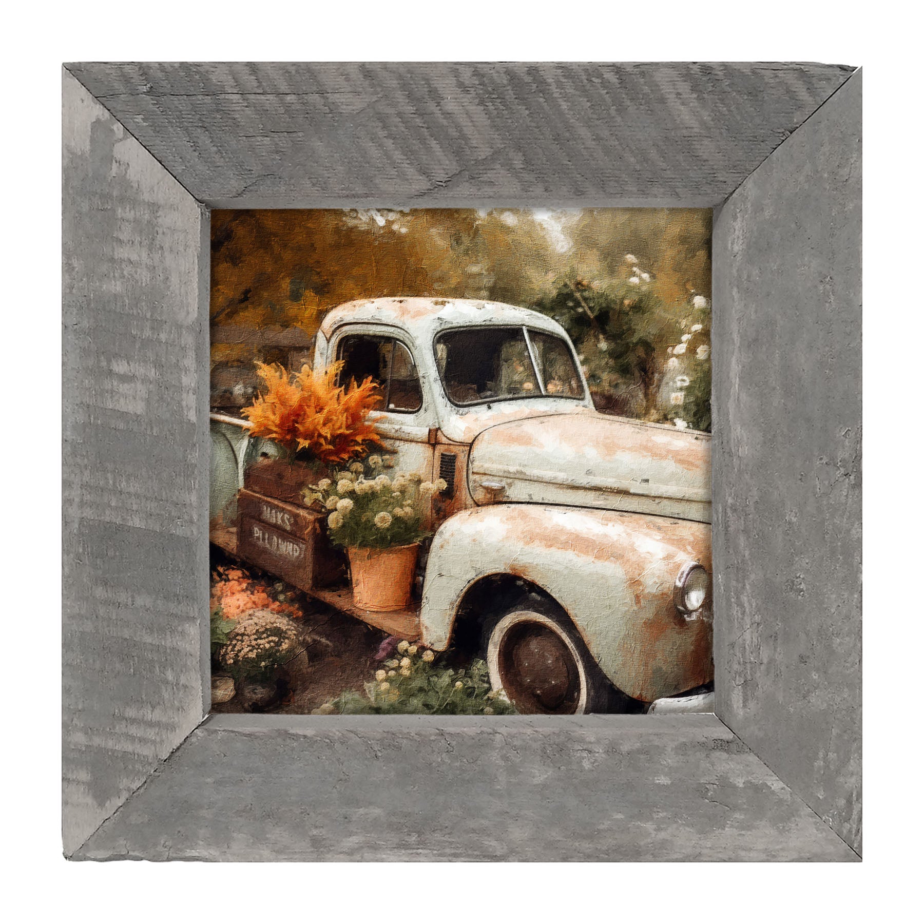 Blue Truck in Autumn - Framed Art