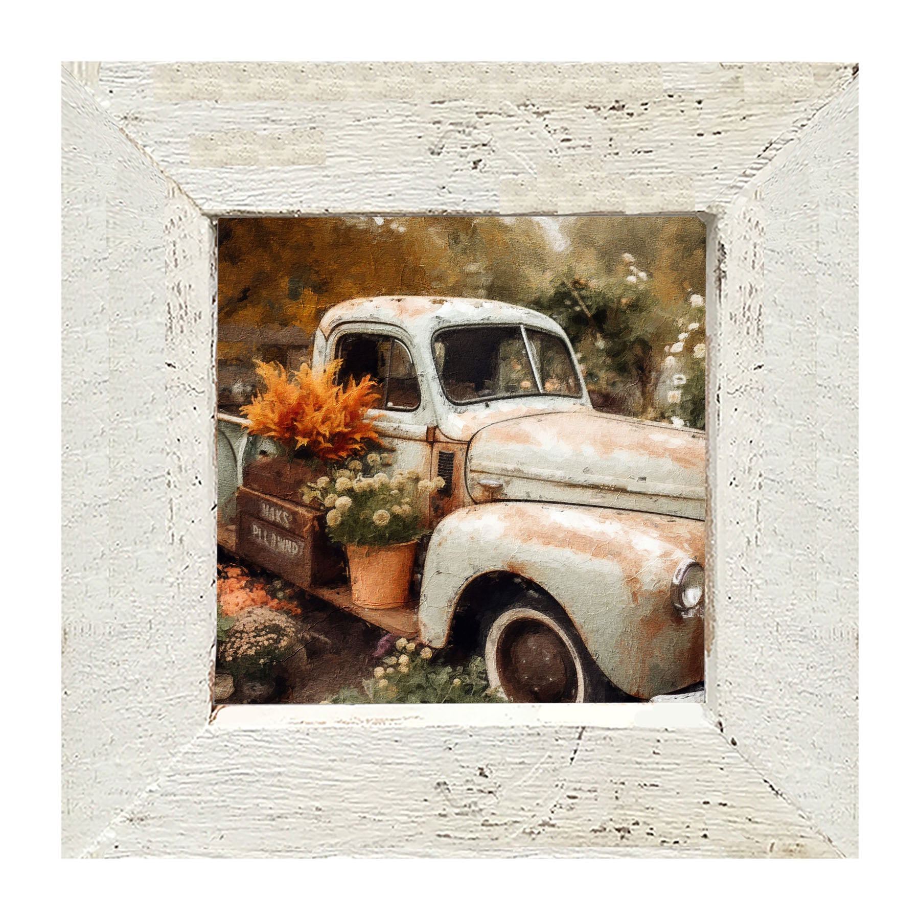 Blue Truck in Autumn - Framed Art