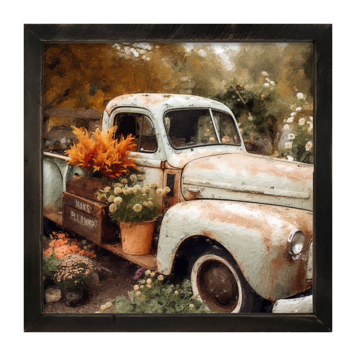 Blue Truck in Autumn - Framed Art