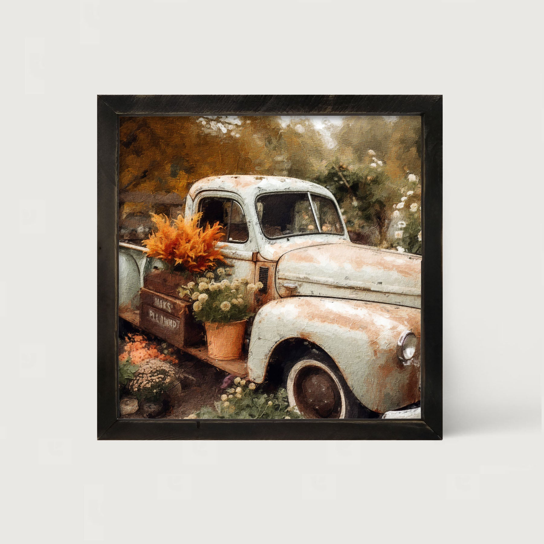 Blue Truck in Autumn - Framed Art