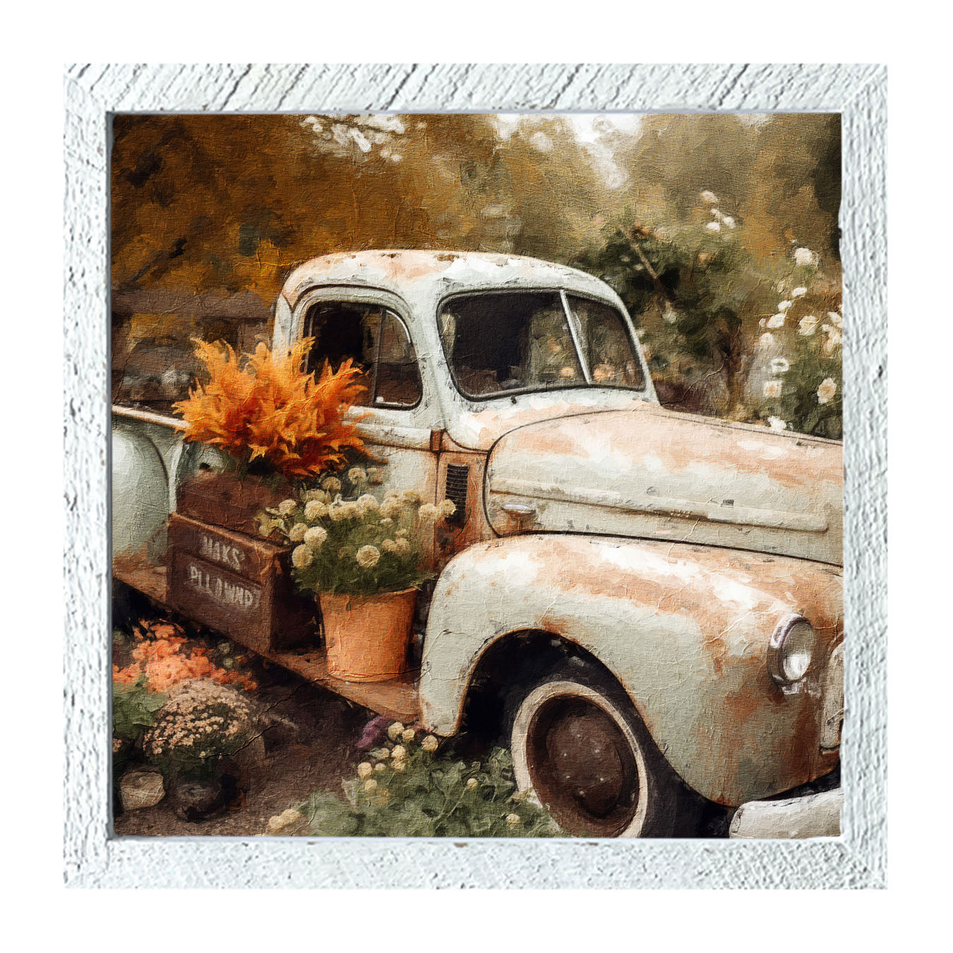 Blue Truck in Autumn - Framed Art