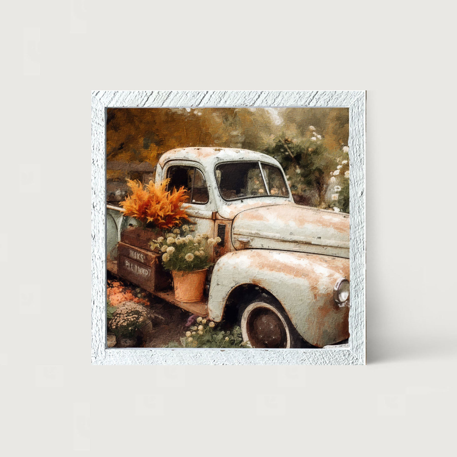 Blue Truck in Autumn - Framed Art