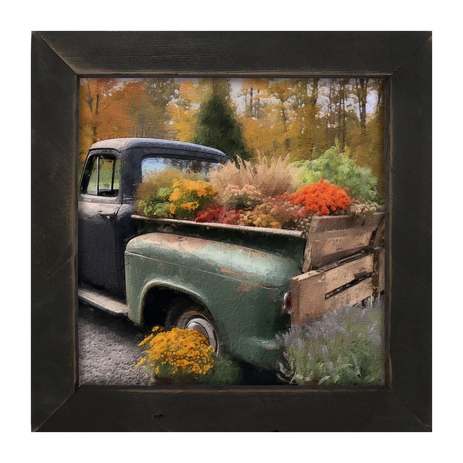 Green and Black Truck - Framed Art