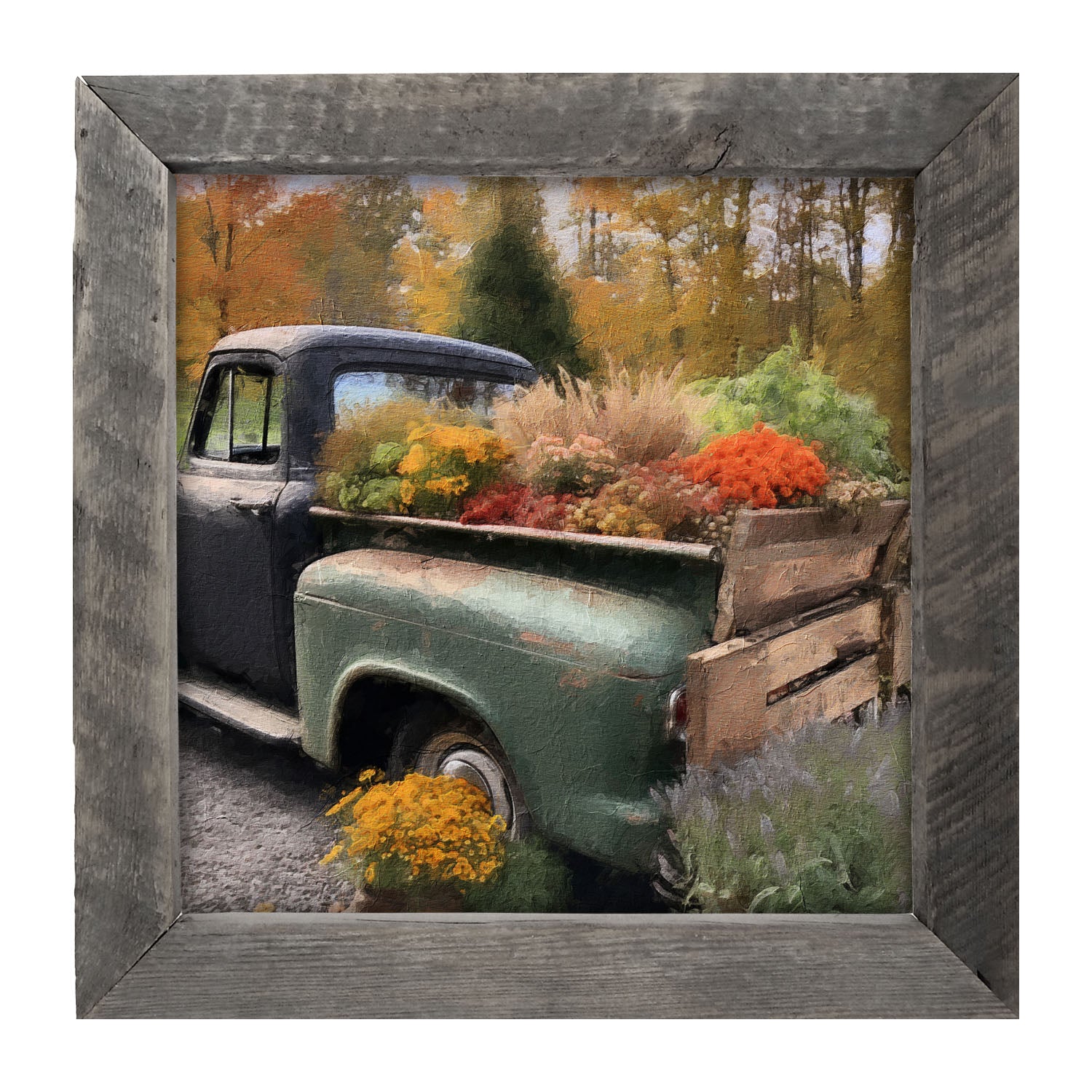 Green and Black Truck - Framed Art