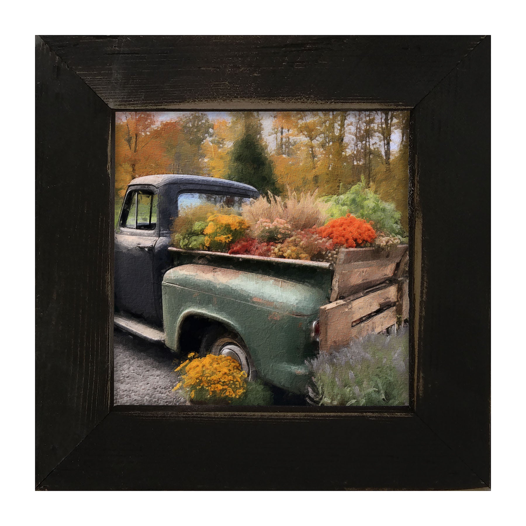 Green and Black Truck - Framed Art