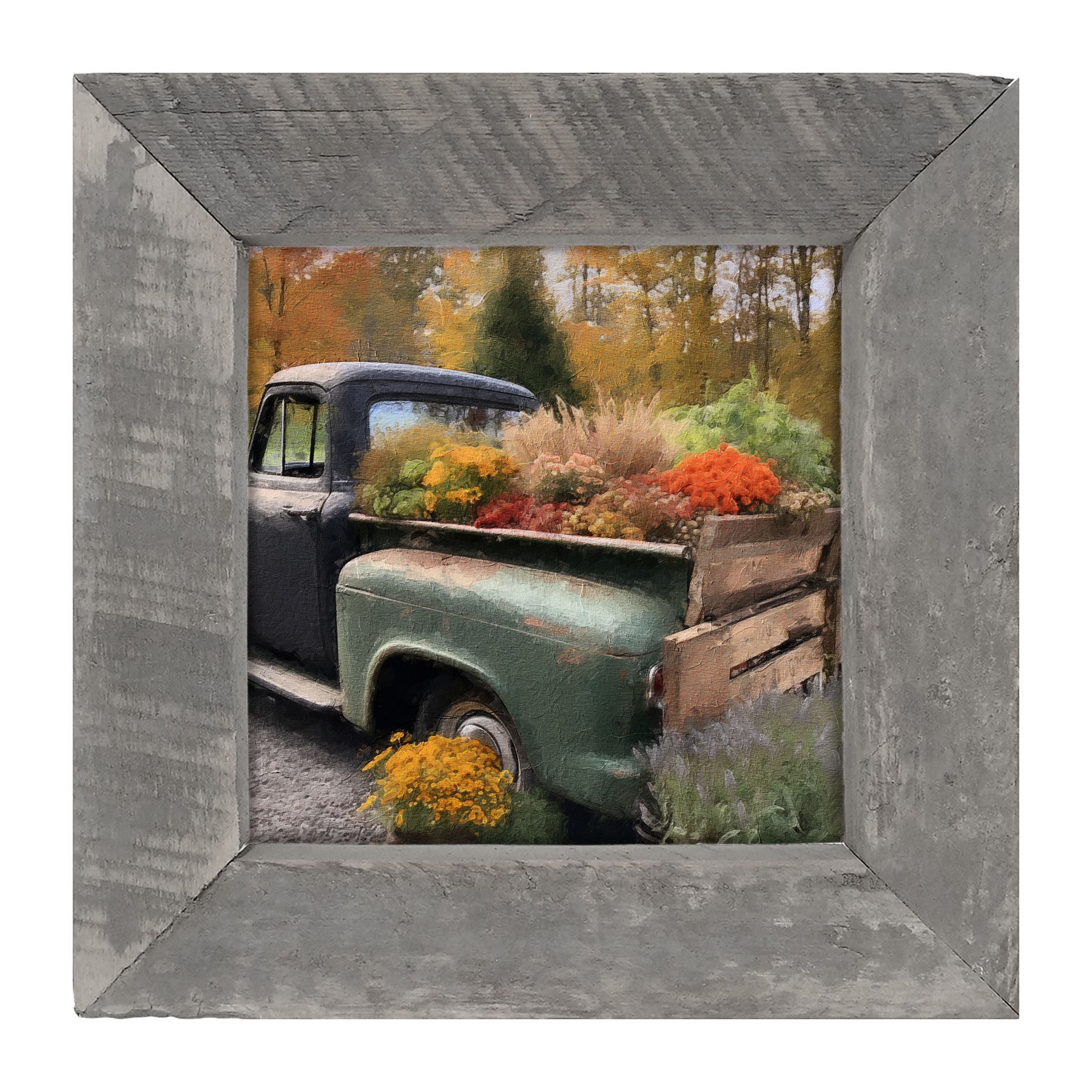 Green and Black Truck - Framed Art