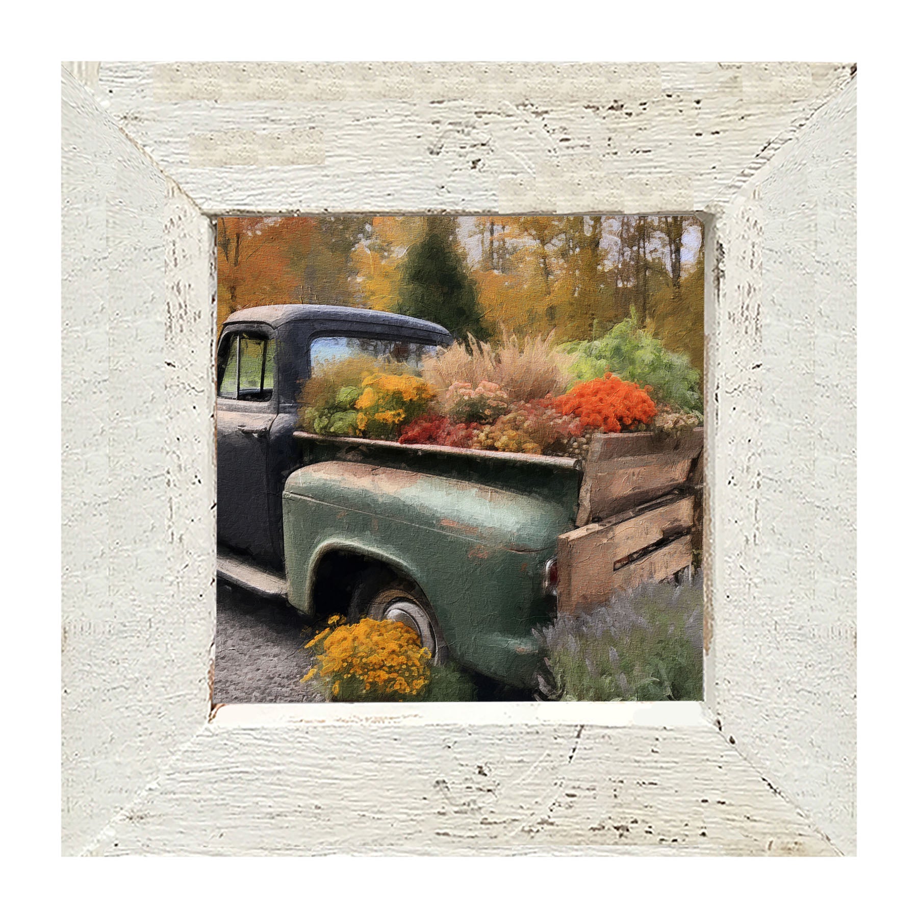 Green and Black Truck - Framed Art