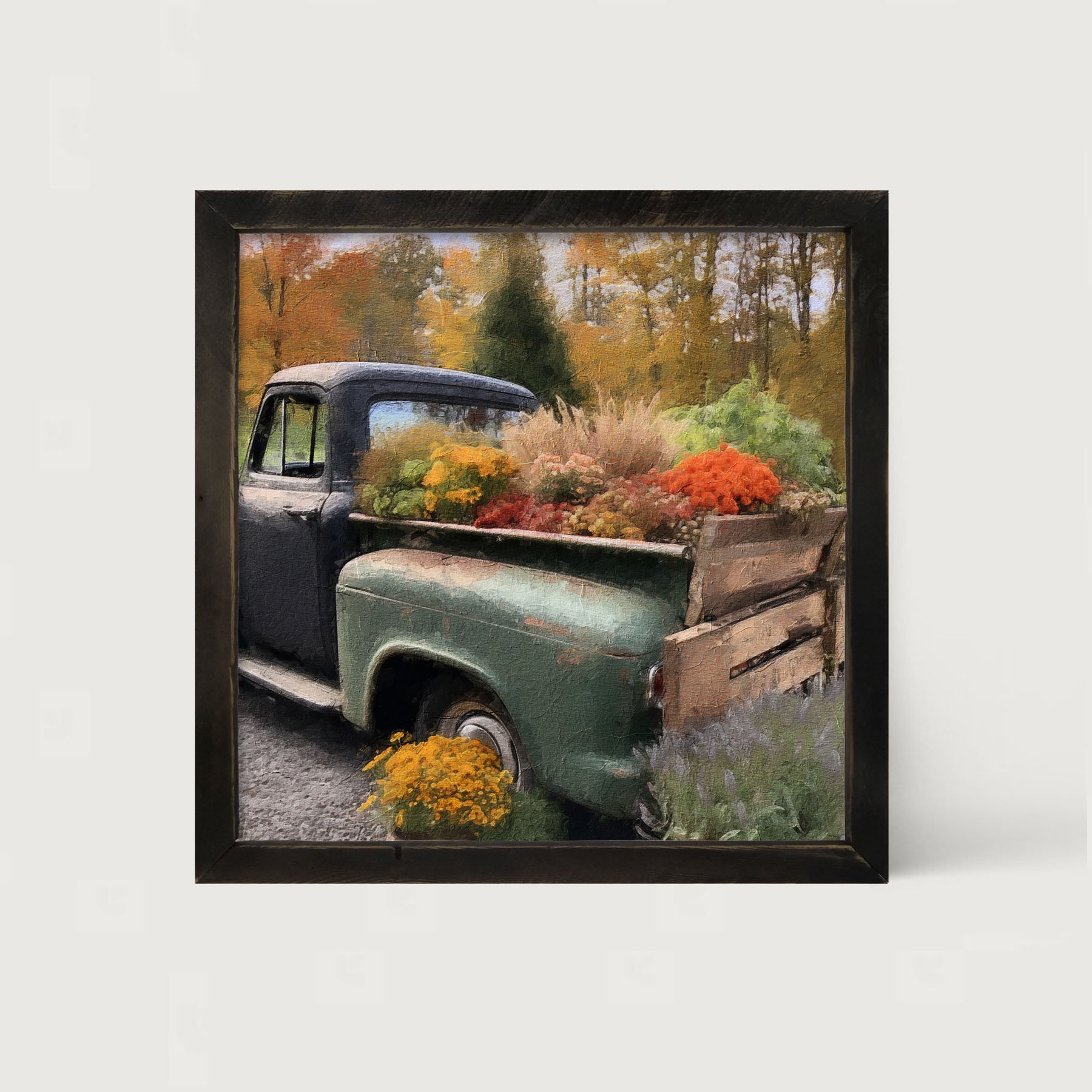 Green and Black Truck - Framed Art