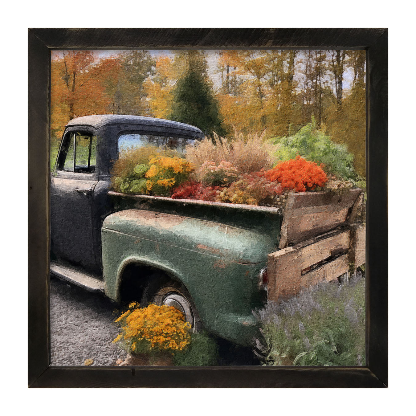 Green and Black Truck - Framed Art