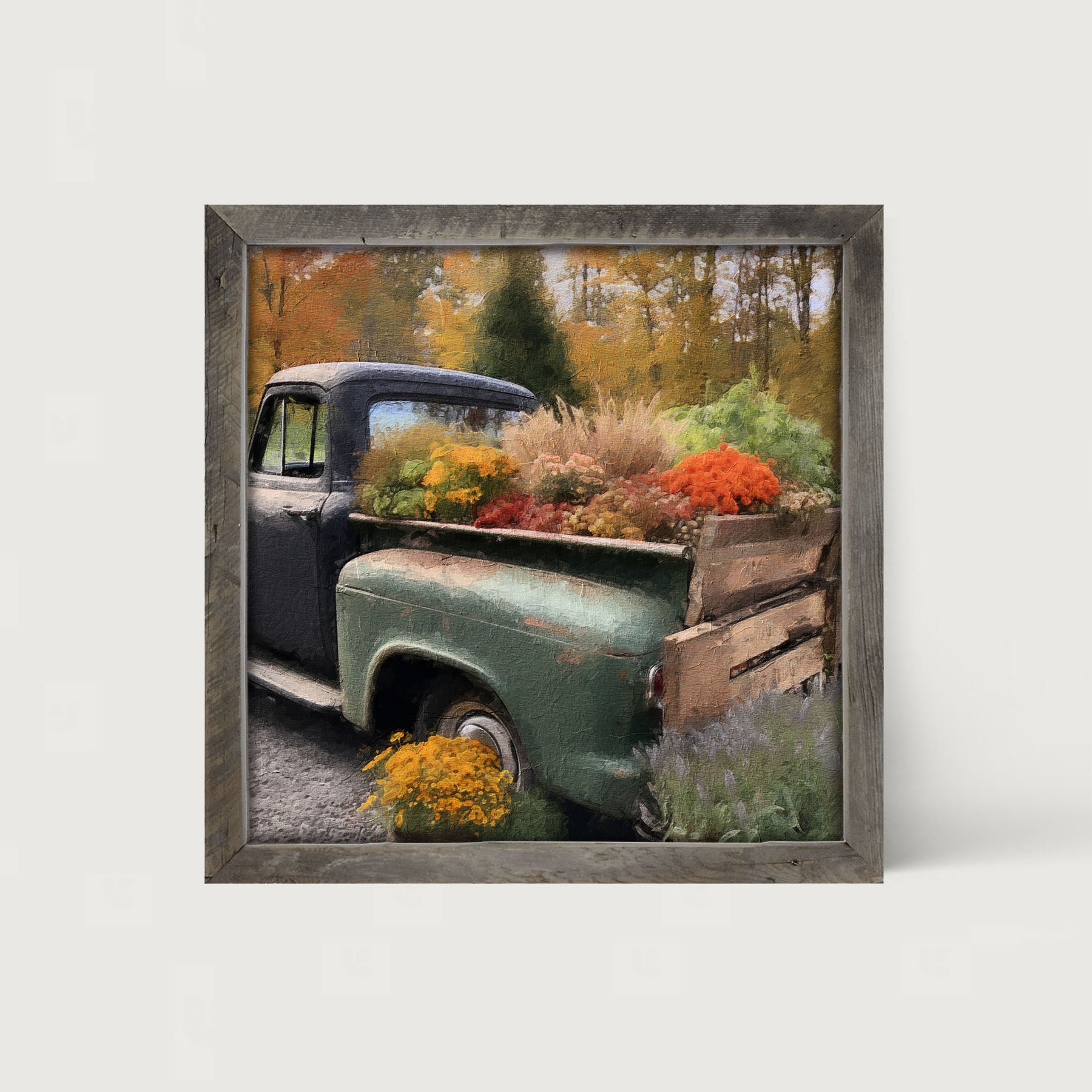 Green and Black Truck - Framed Art