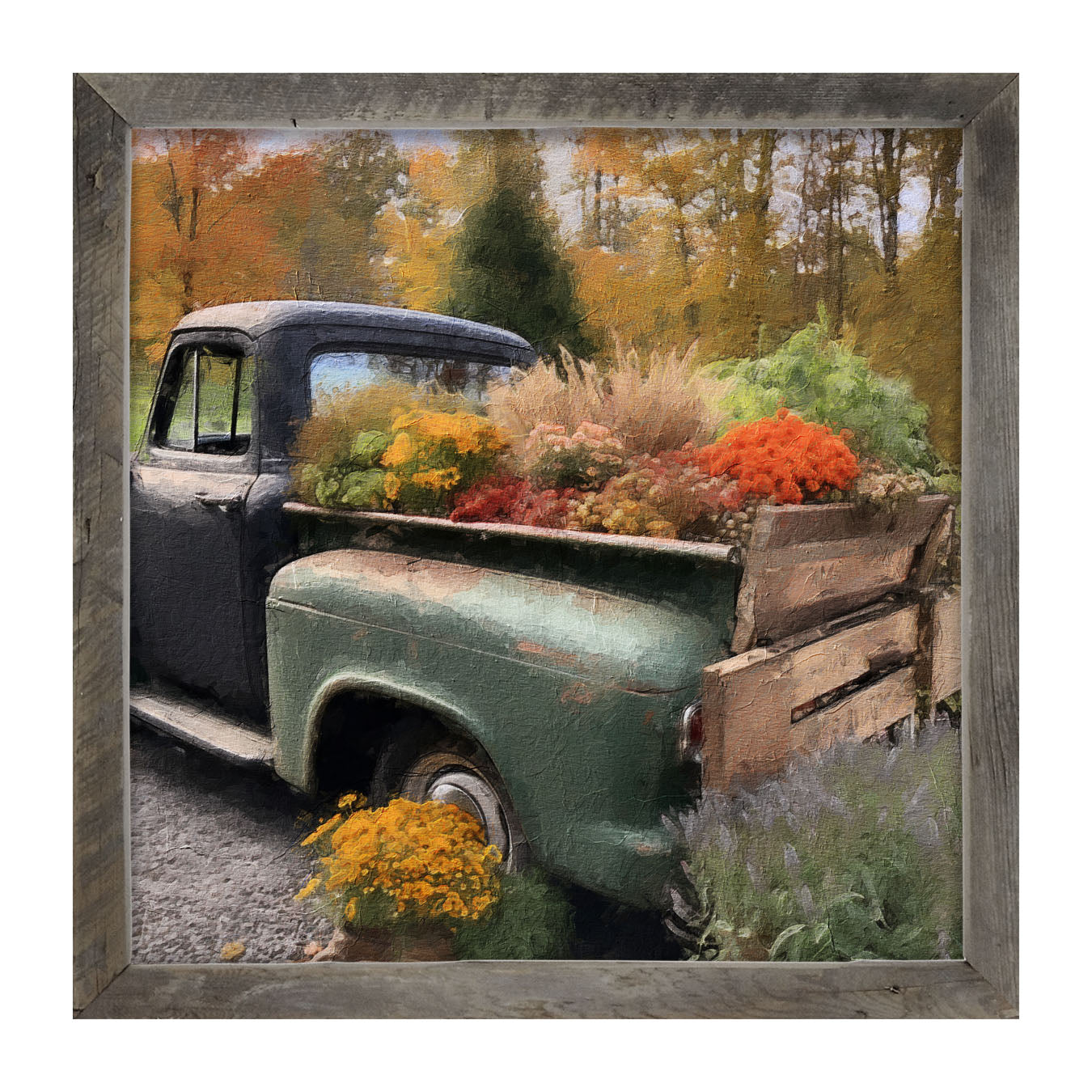 Green and Black Truck - Framed Art