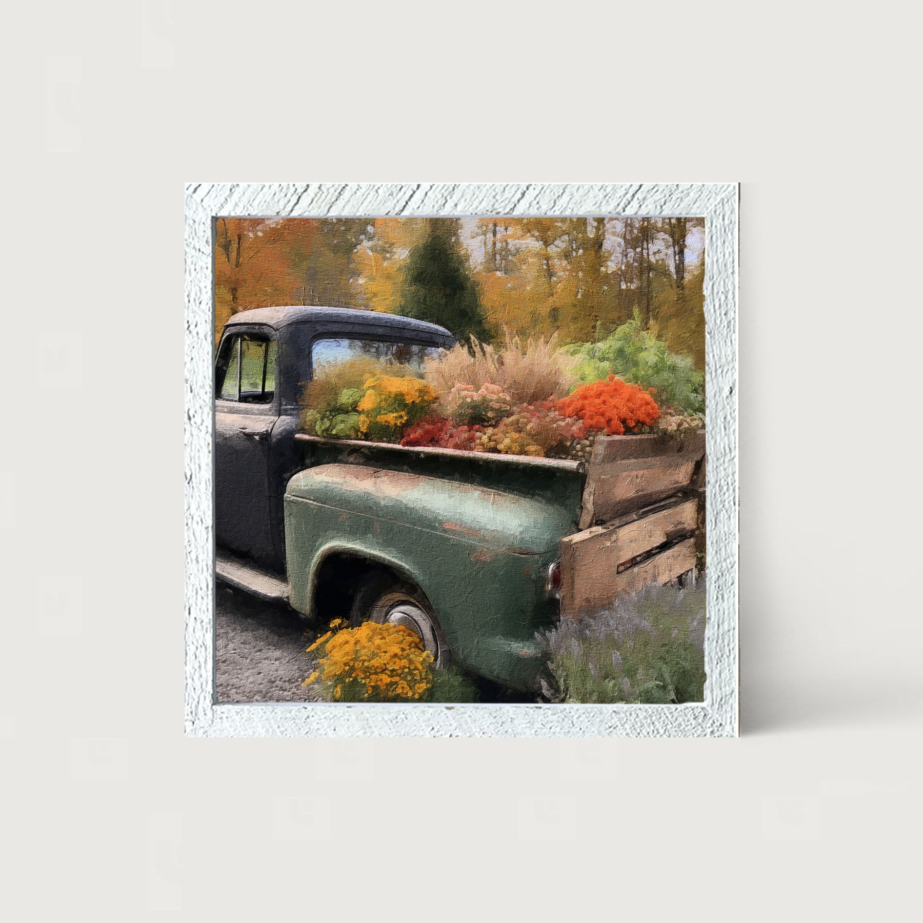 Green and Black Truck - Framed Art