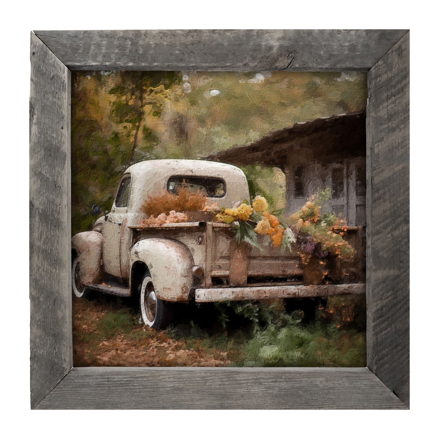 White Truck in Autumn - Framed Art