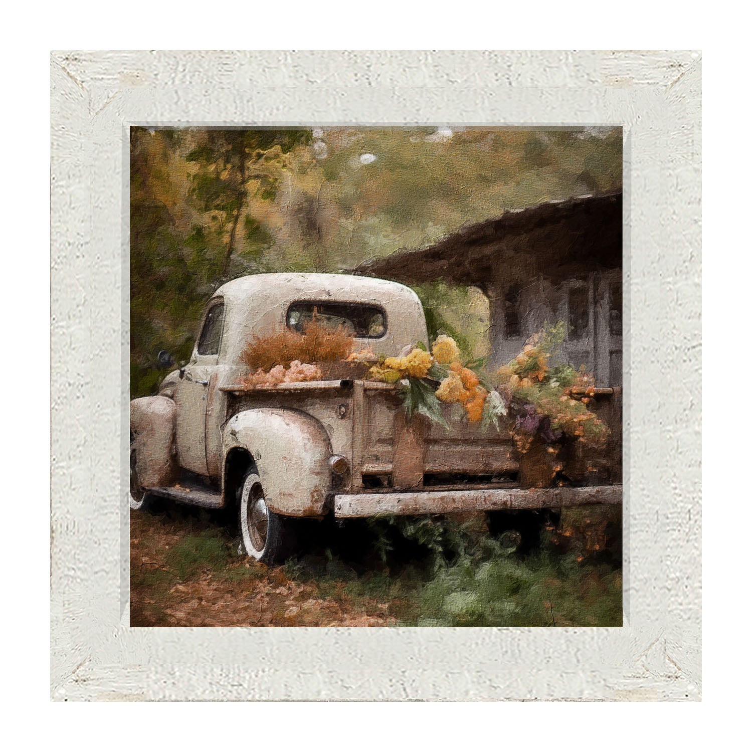 White Truck in Autumn - Framed Art