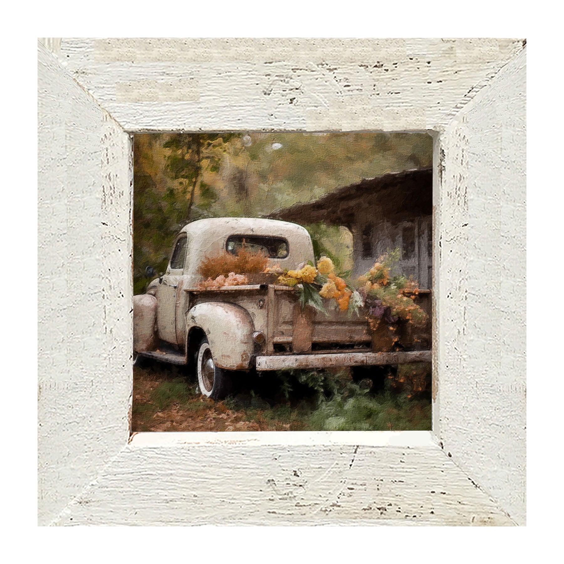 White Truck in Autumn - Framed Art