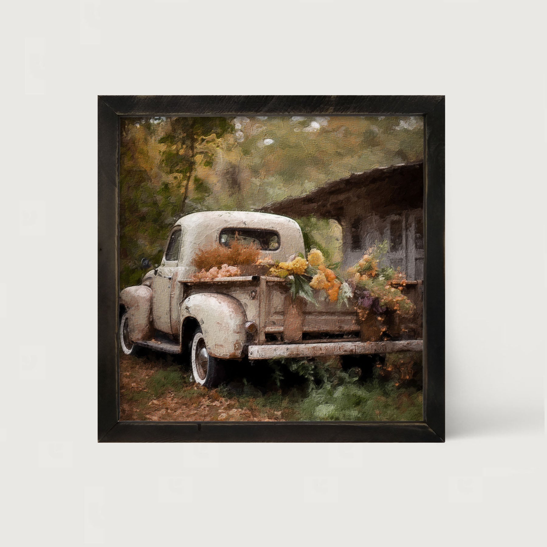 White Truck in Autumn - Framed Art