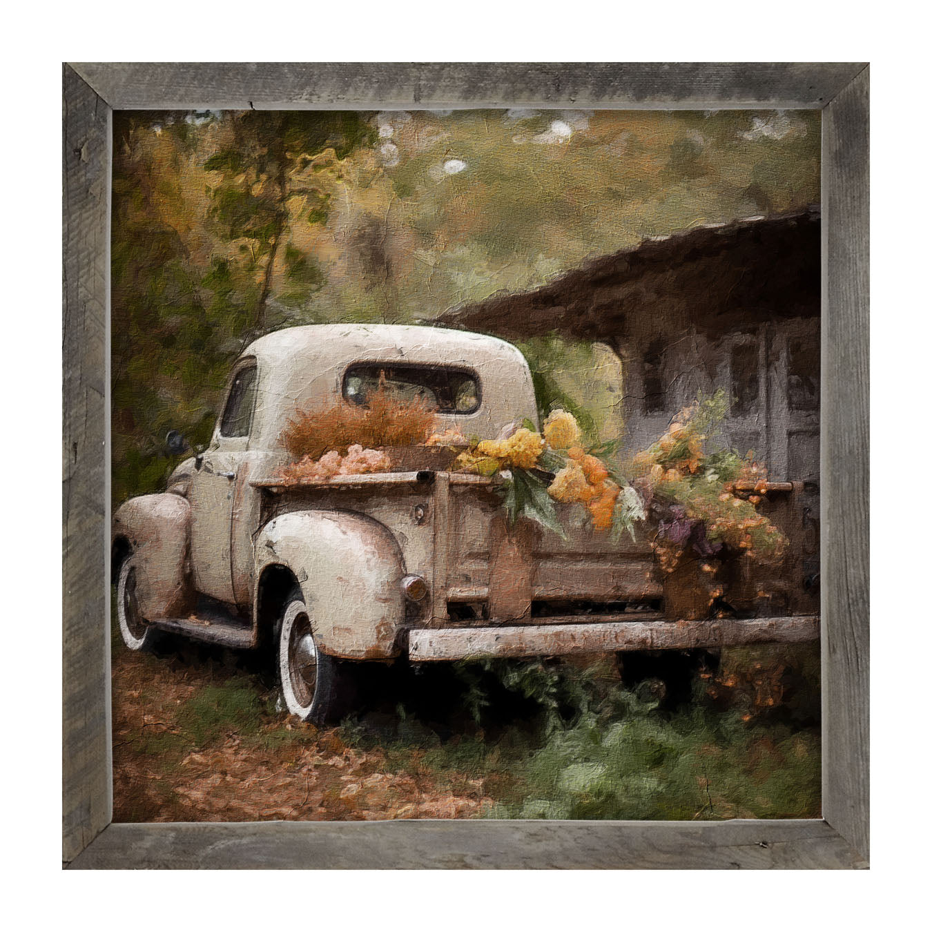 White Truck in Autumn - Framed Art