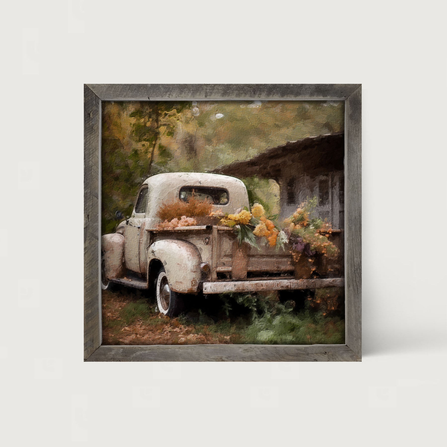 White Truck in Autumn - Framed Art