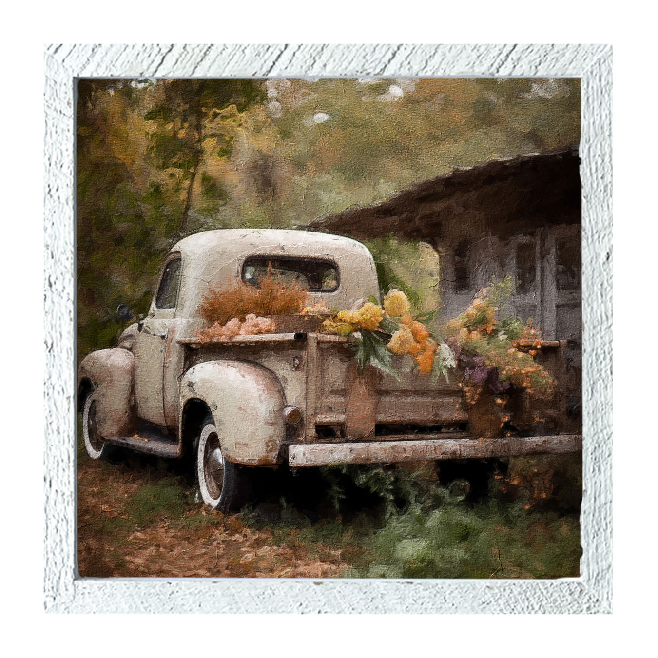 White Truck in Autumn - Framed Art