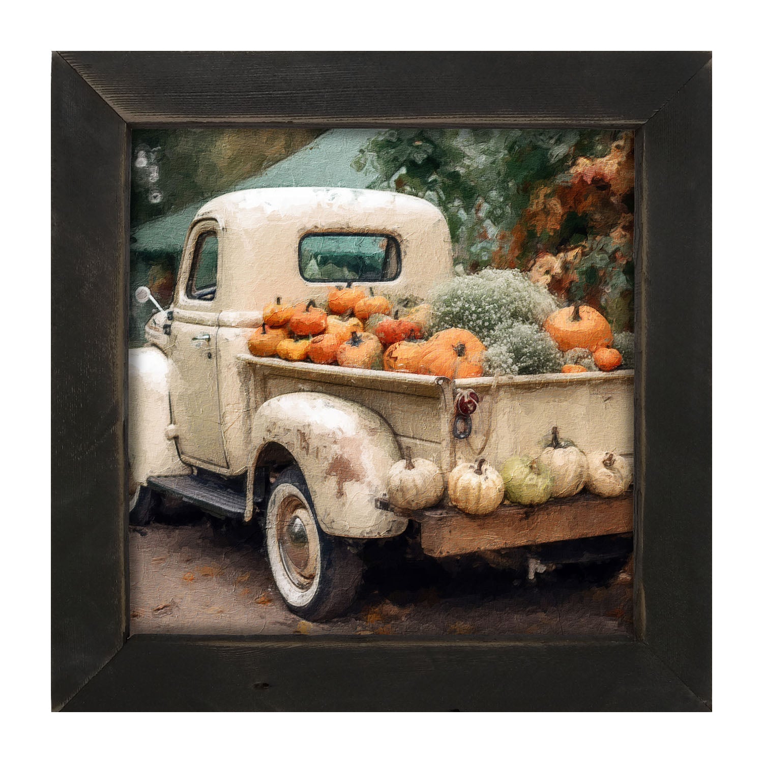 White Truck with Pumpkins - Framed Art