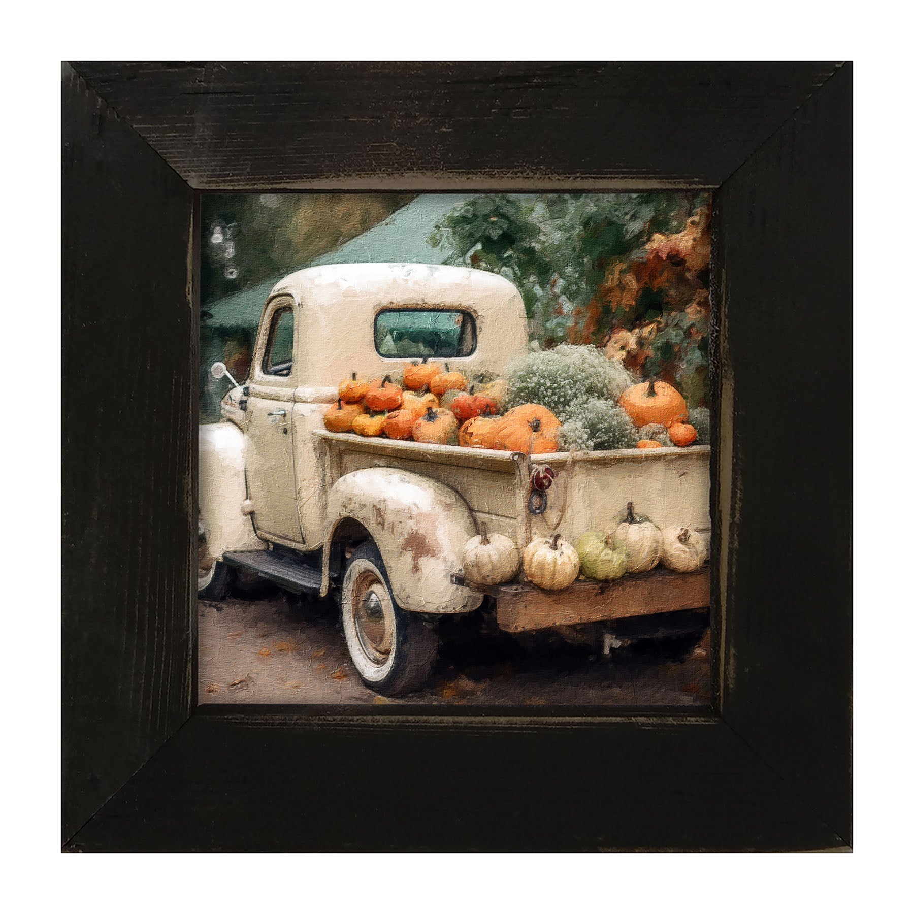 White Truck with Pumpkins - Framed Art