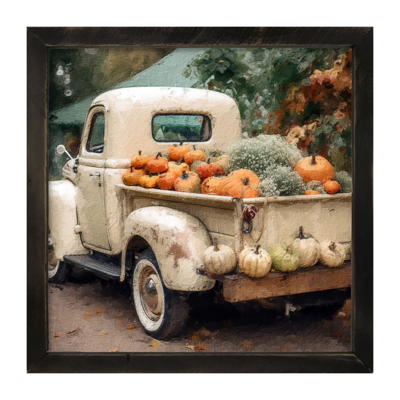 White Truck with Pumpkins - Framed Art