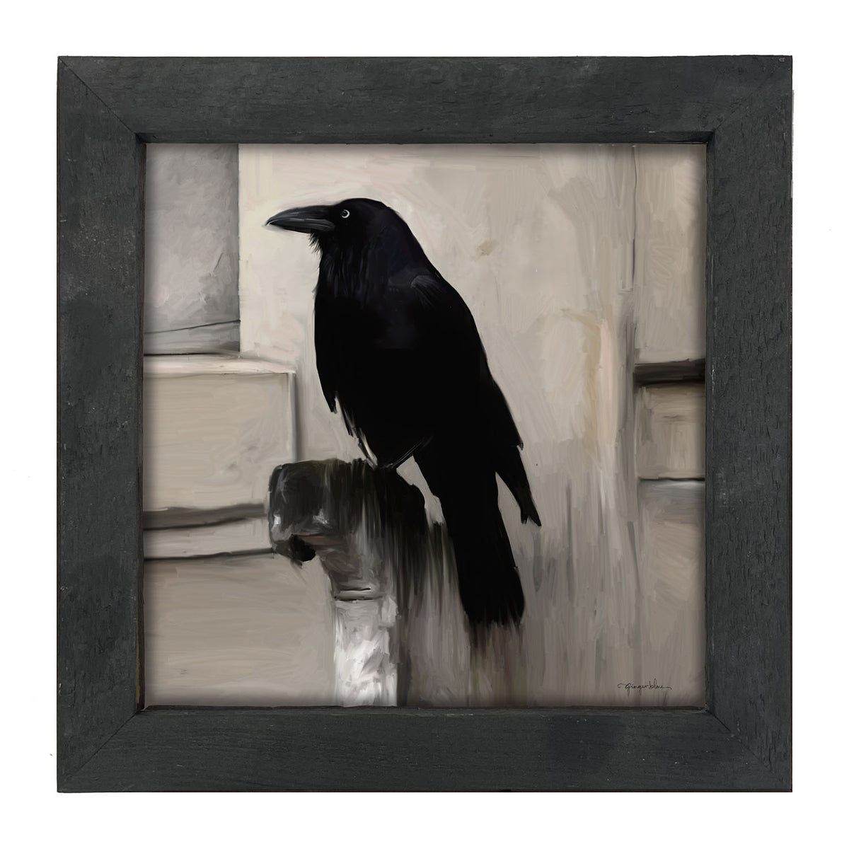 Perched Raven - Framed art