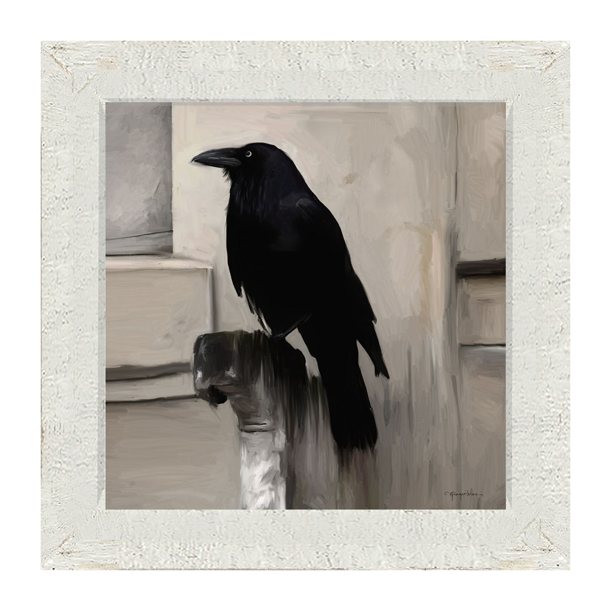 Perched Raven - Framed art