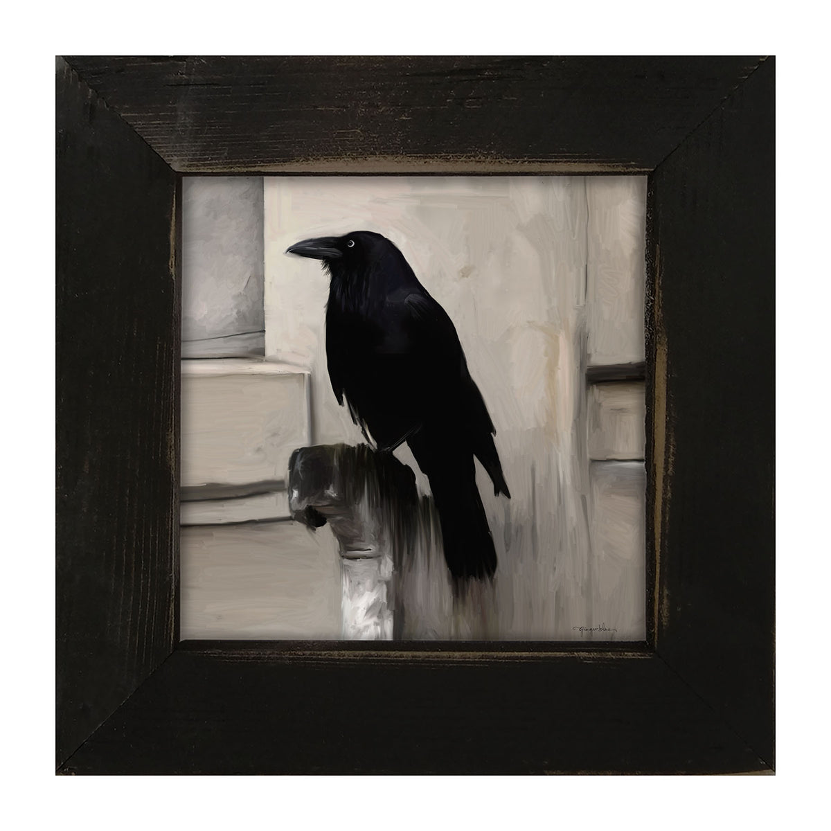 Perched Raven - Framed art