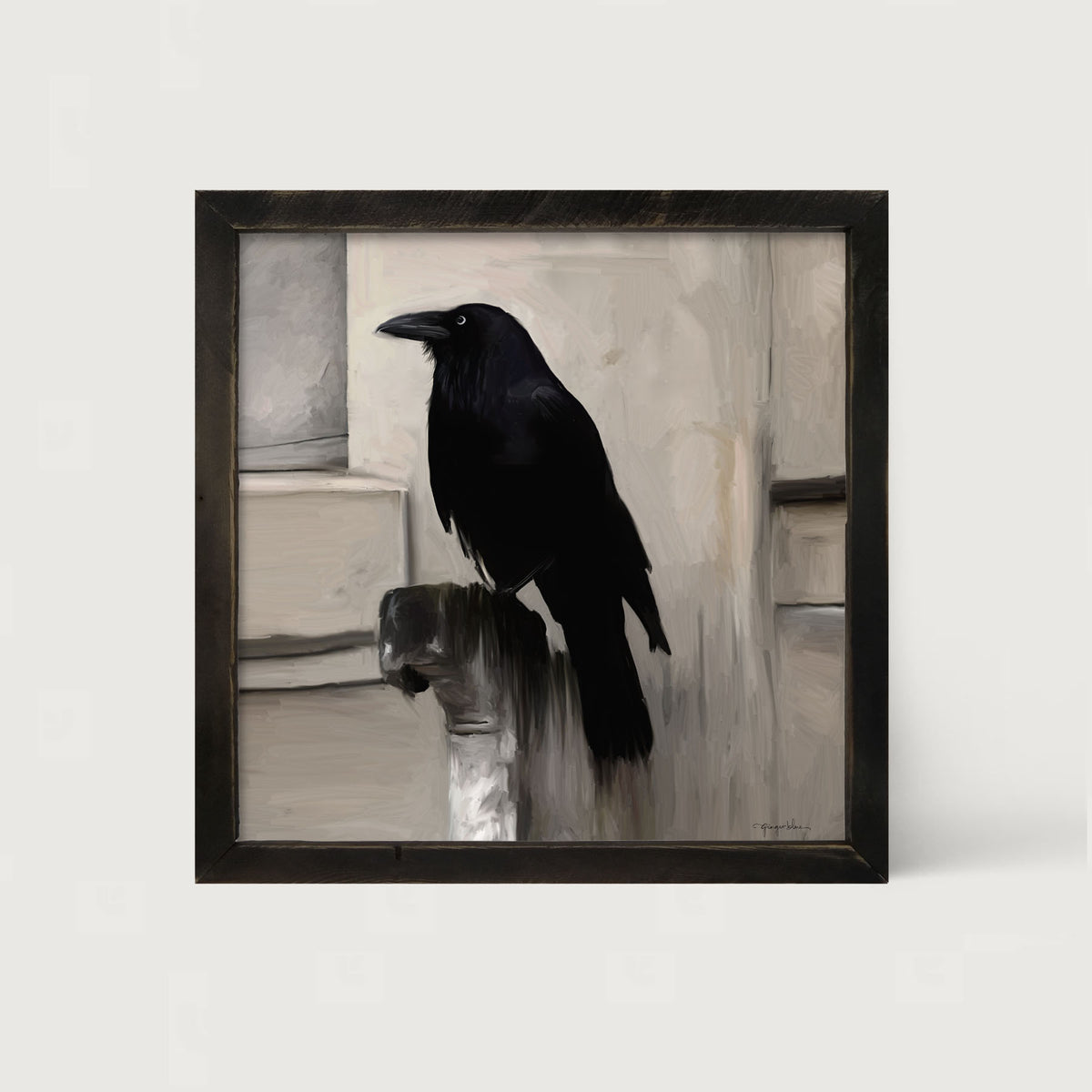 Perched Raven - Framed art