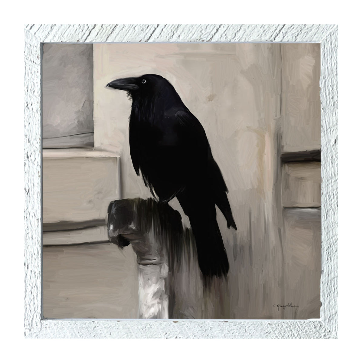 Perched Raven - Framed art
