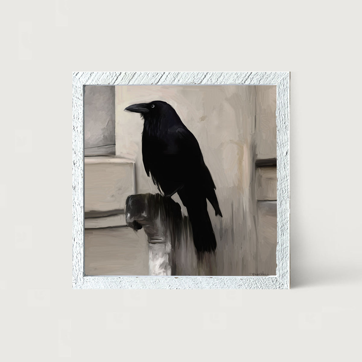 Perched Raven - Framed art