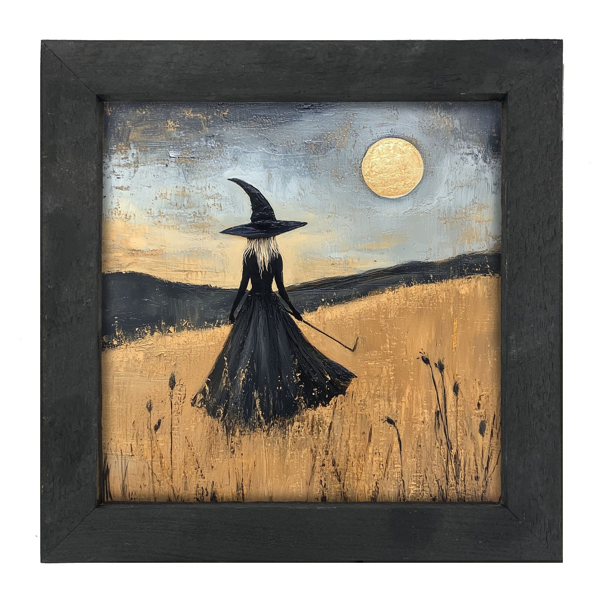 Witch in Golden Field - Framed art