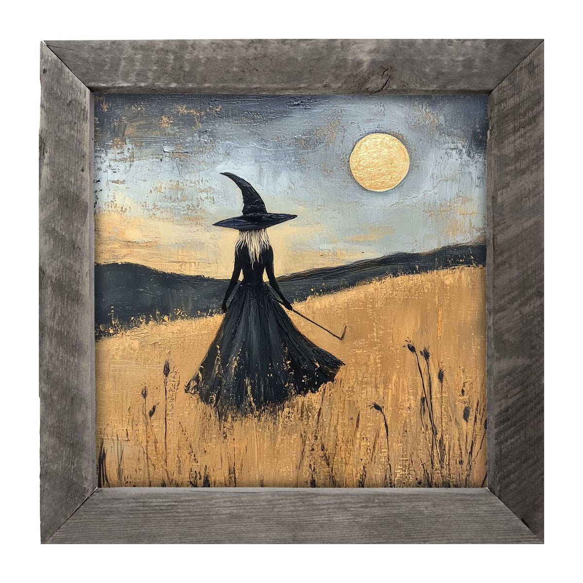 Witch in Golden Field - Framed art