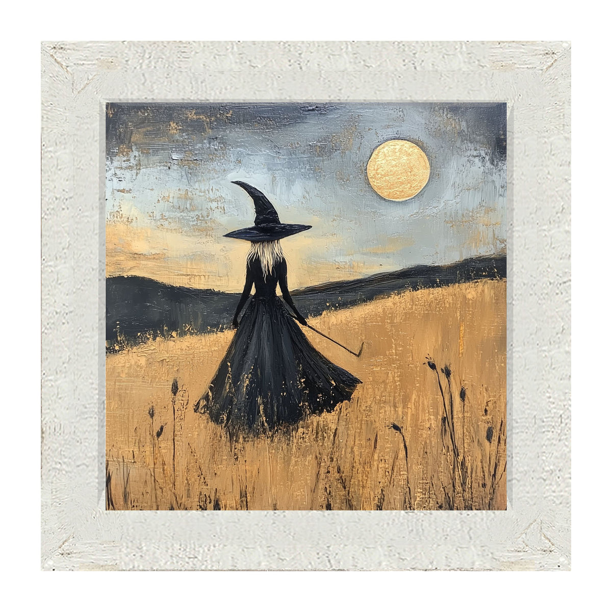 Witch in Golden Field - Framed art