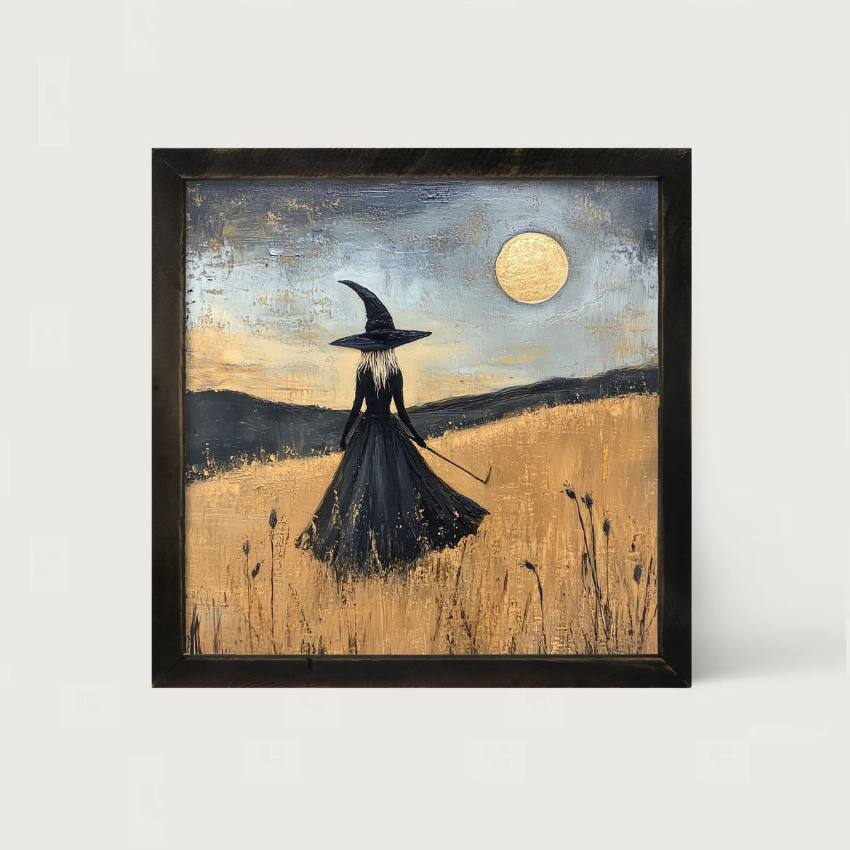 Witch in Golden Field - Framed art
