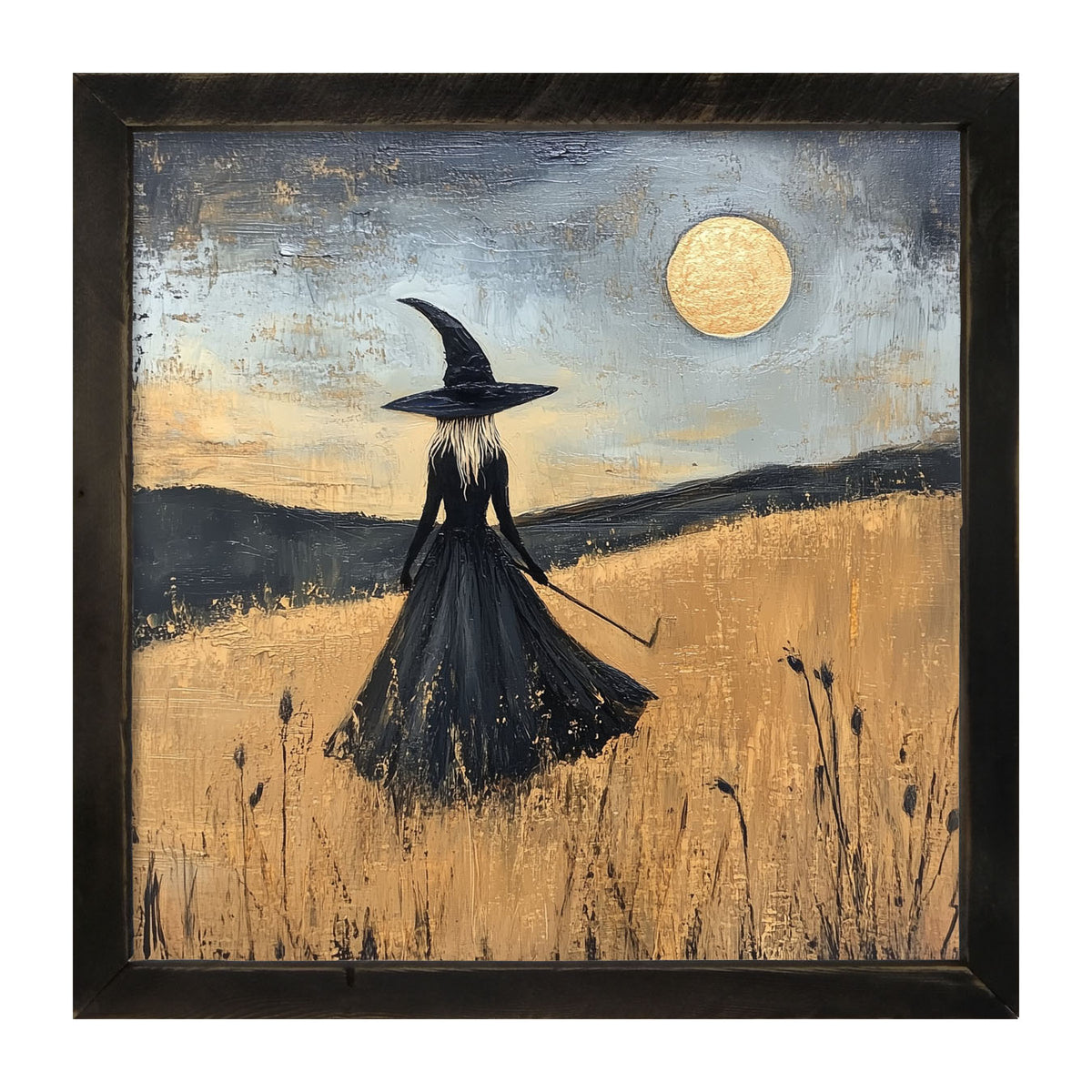 Witch in Golden Field - Framed art