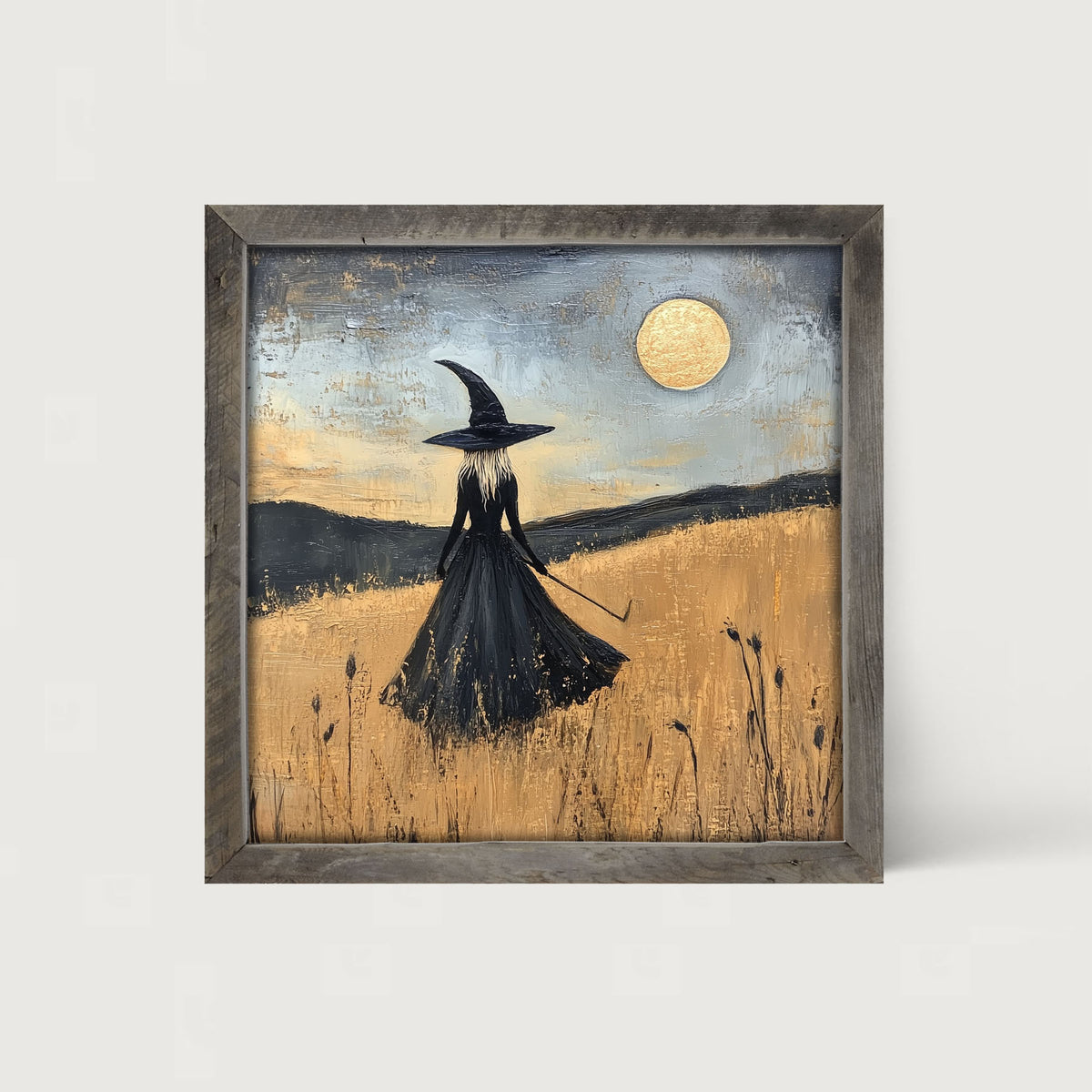 Witch in Golden Field - Framed art