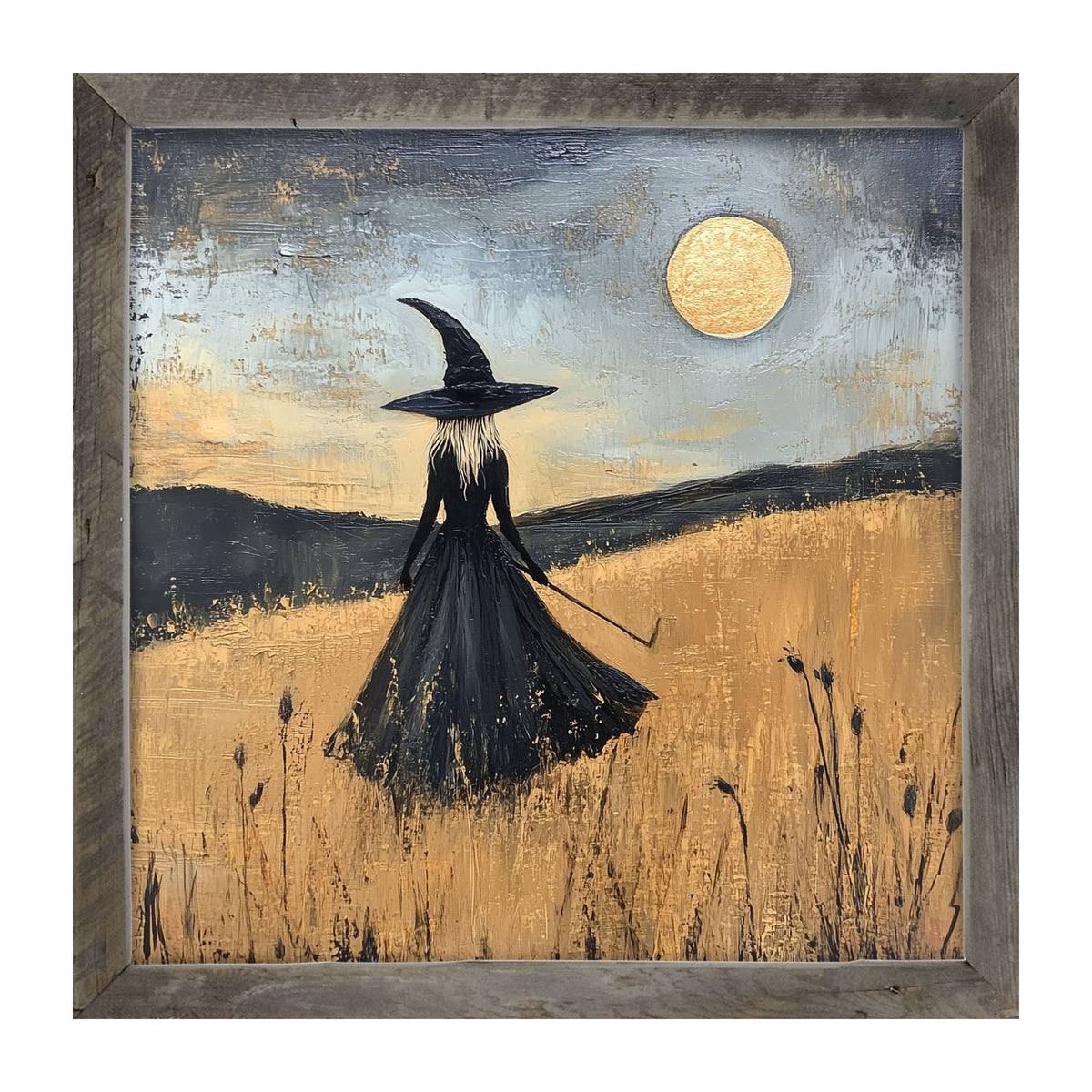 Witch in Golden Field - Framed art