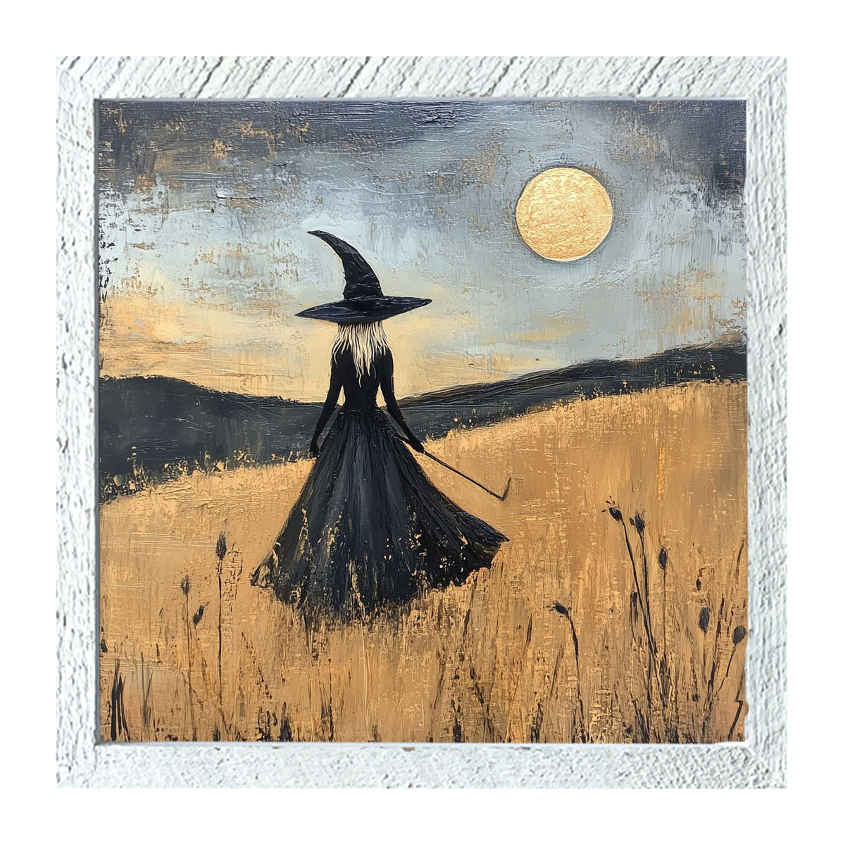 Witch in Golden Field - Framed art