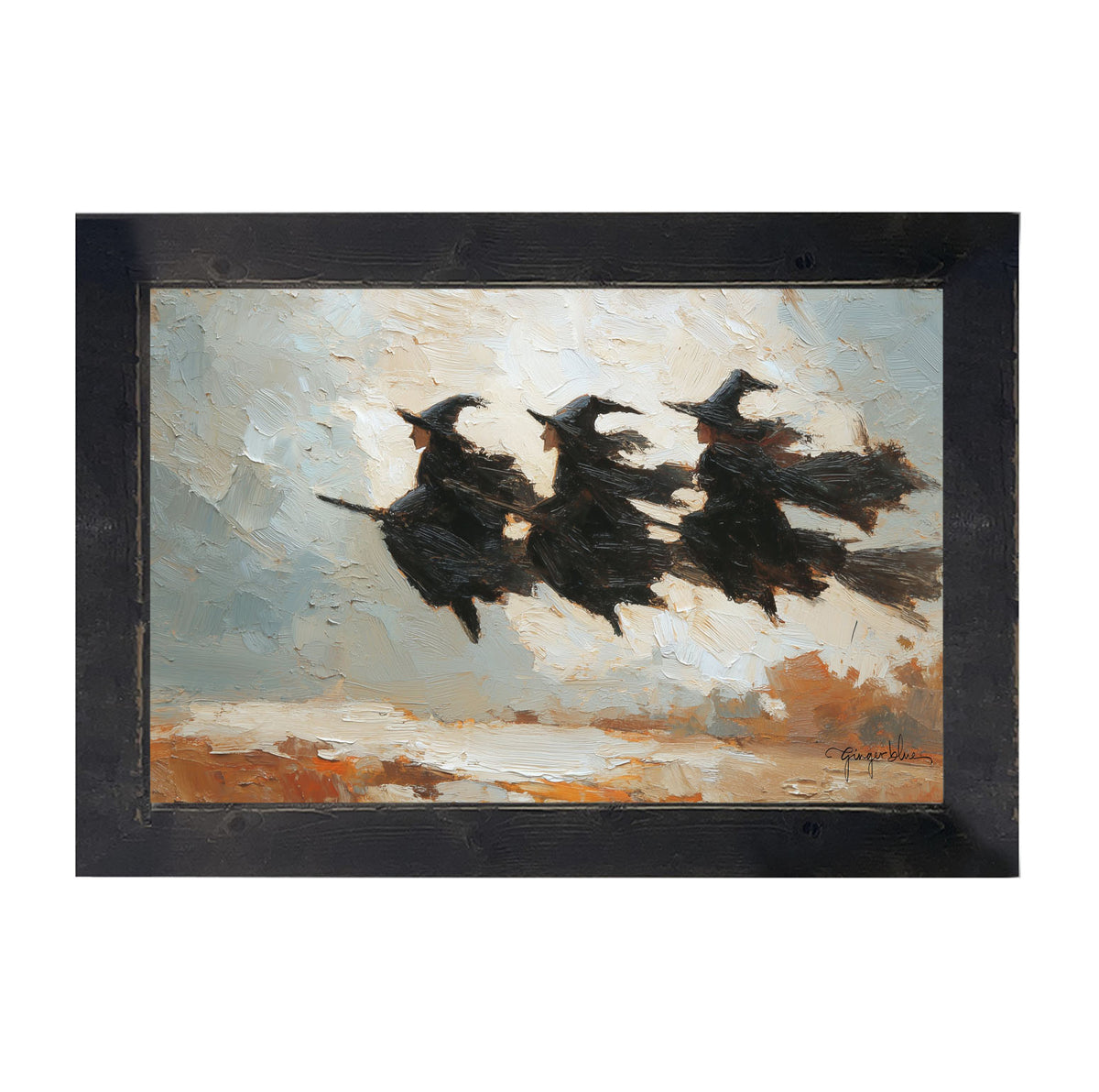 Three Witches on Brooms - Framed Art