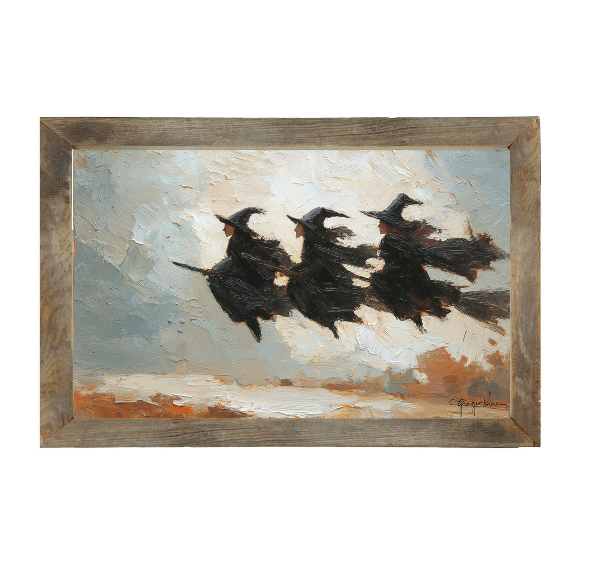 Three Witches on Brooms - Framed Art