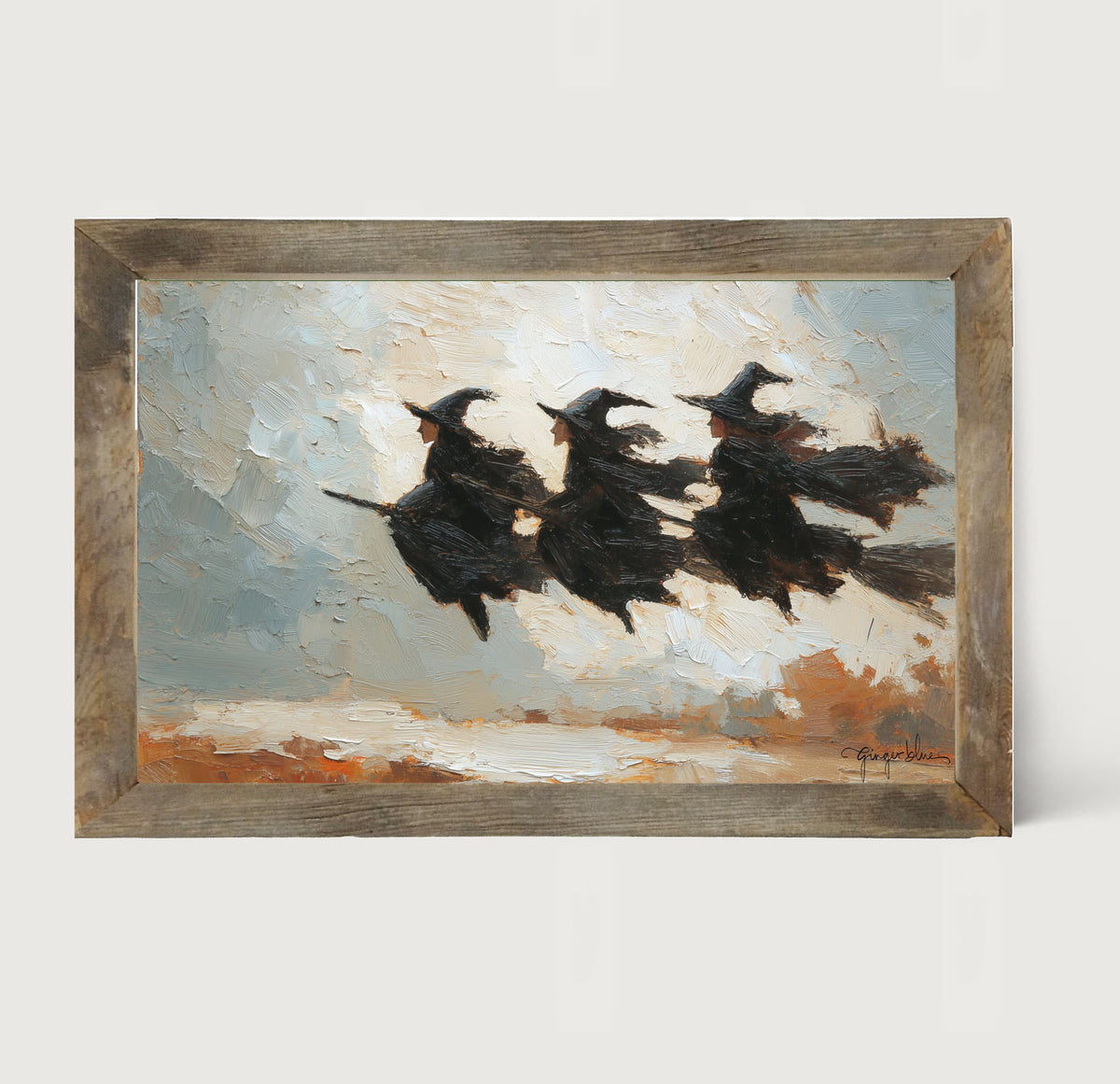 Three Witches on Brooms