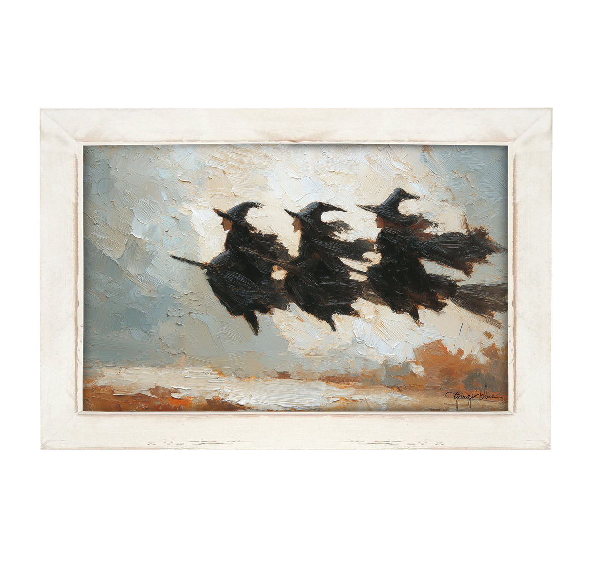 Three Witches on Brooms - Framed Art