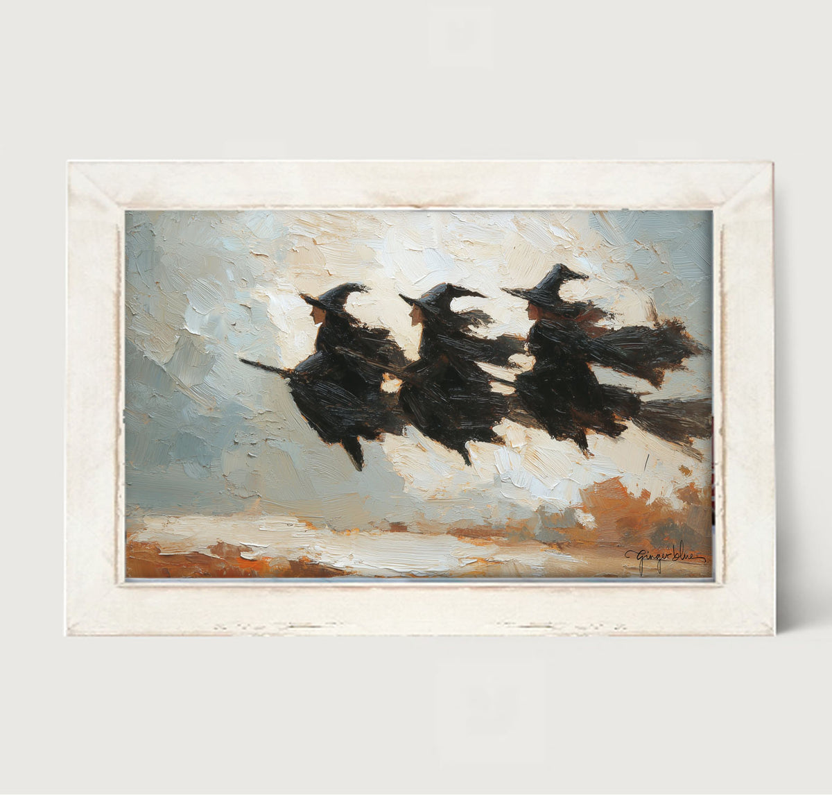 Three Witches on Brooms - Framed Art