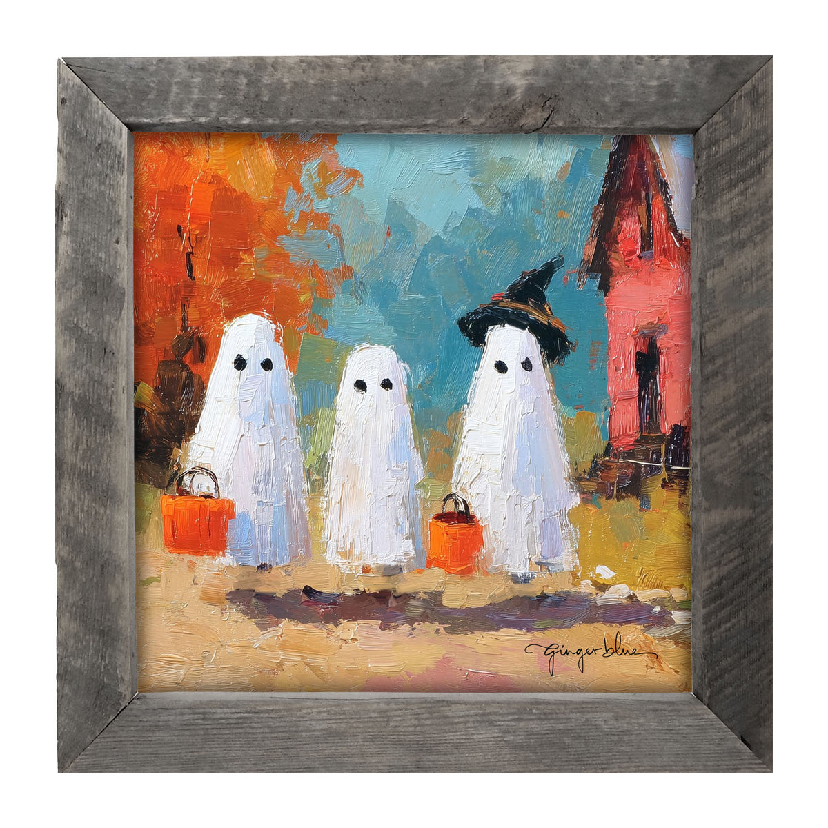 Ghosts Trick or Treating in the Country - Framed Art