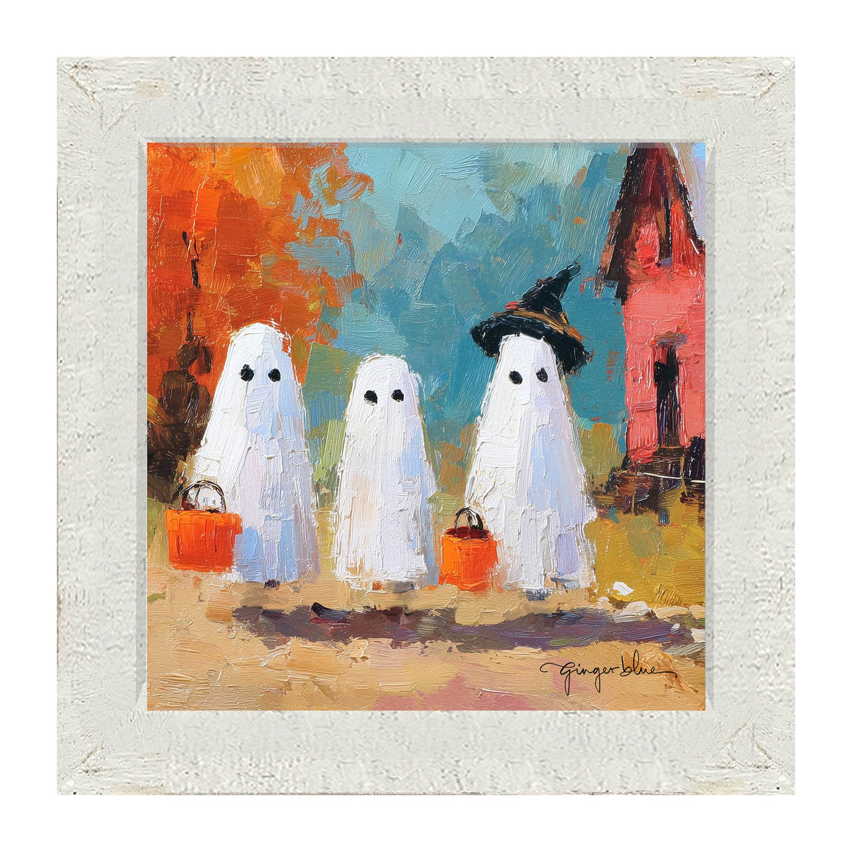Ghosts Trick or Treating in the Country - Framed Art