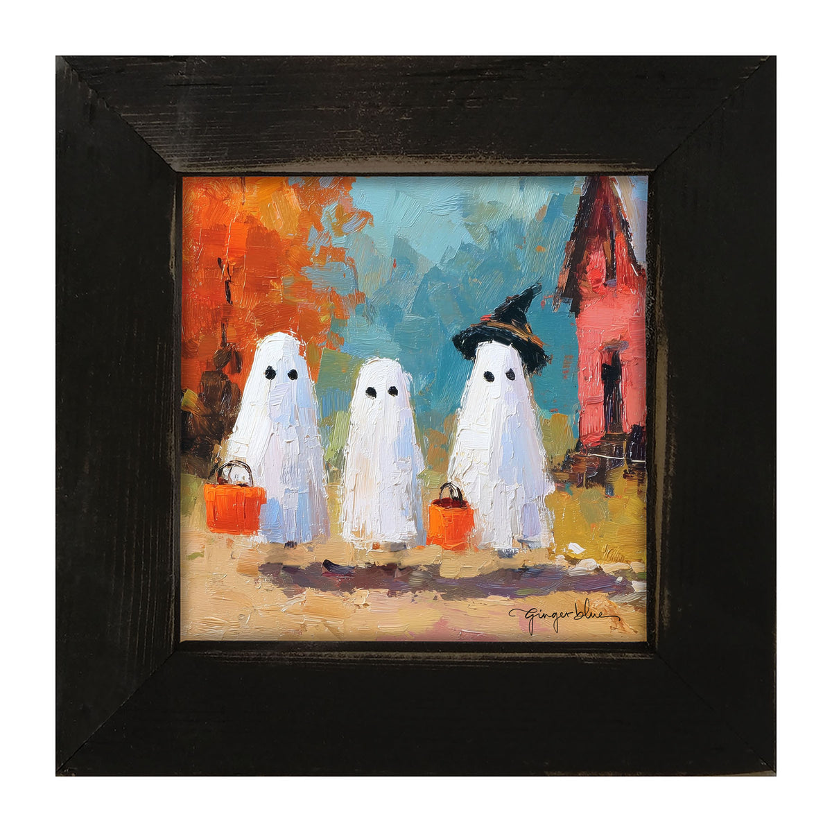 Ghosts Trick or Treating in the Country - Framed Art